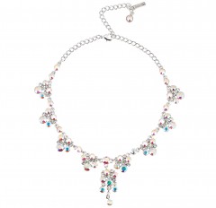  AB & Clear Crystal Necklace - 8 Cluster Drops made with Swarovski Crystals