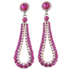 Fashion Loop Swing Earrings Swarovski Fuchsia and AB Pink Crystals
