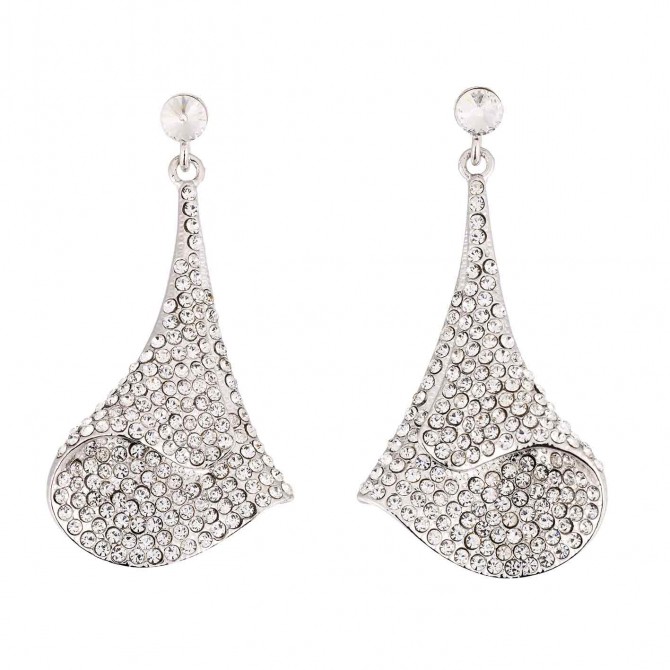  Clear Crystal Cone Drop Earrings, Length 65mm, Swarovski Crystals