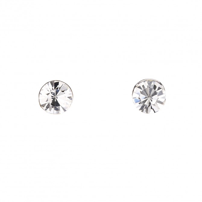 Gemini London Jewellery's Single 7mm Swarovski Stud Earrings - Made with Clear White Swarovski Crystals, Nickel Free, Rhodium Plated Silver Finish.