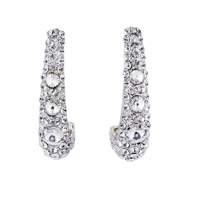 Clear Crystal Long Cuff Earrings, 50mm Drop, Swarovski Crystal 