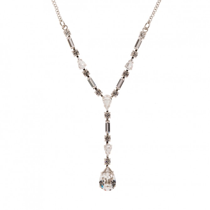 Clear Crystal Necklace by Martine Wester, European Crystals, Nickel Free, Palladium Plated