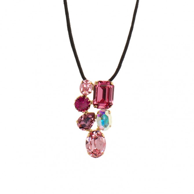 Martine Wester Crystal Craze Pink Pendant Necklace