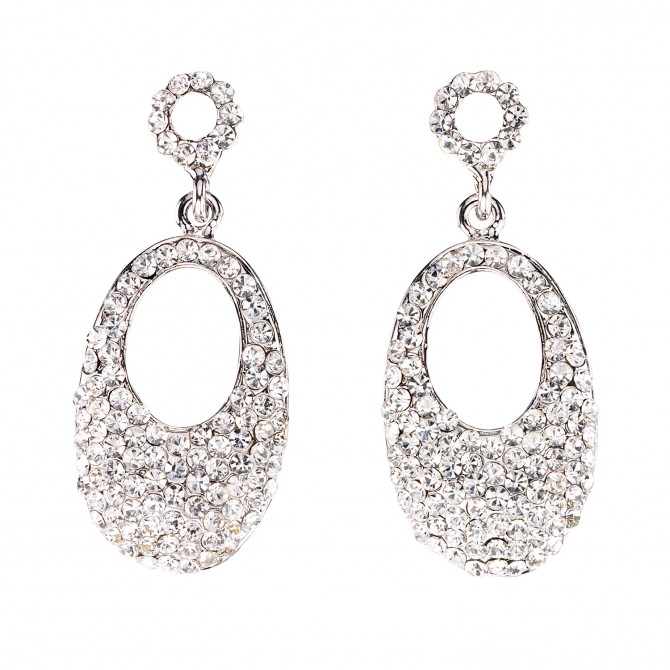 Swarovski White Diamond Crystal oval drop earrings