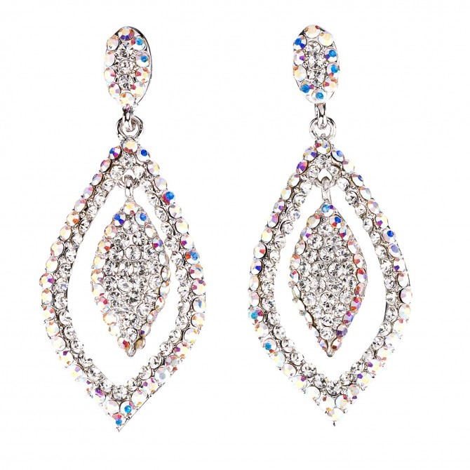 Tear Drop Crystal Earrings AB Crystal White Diamond Swarovski Crystal EAB10465G.jpg