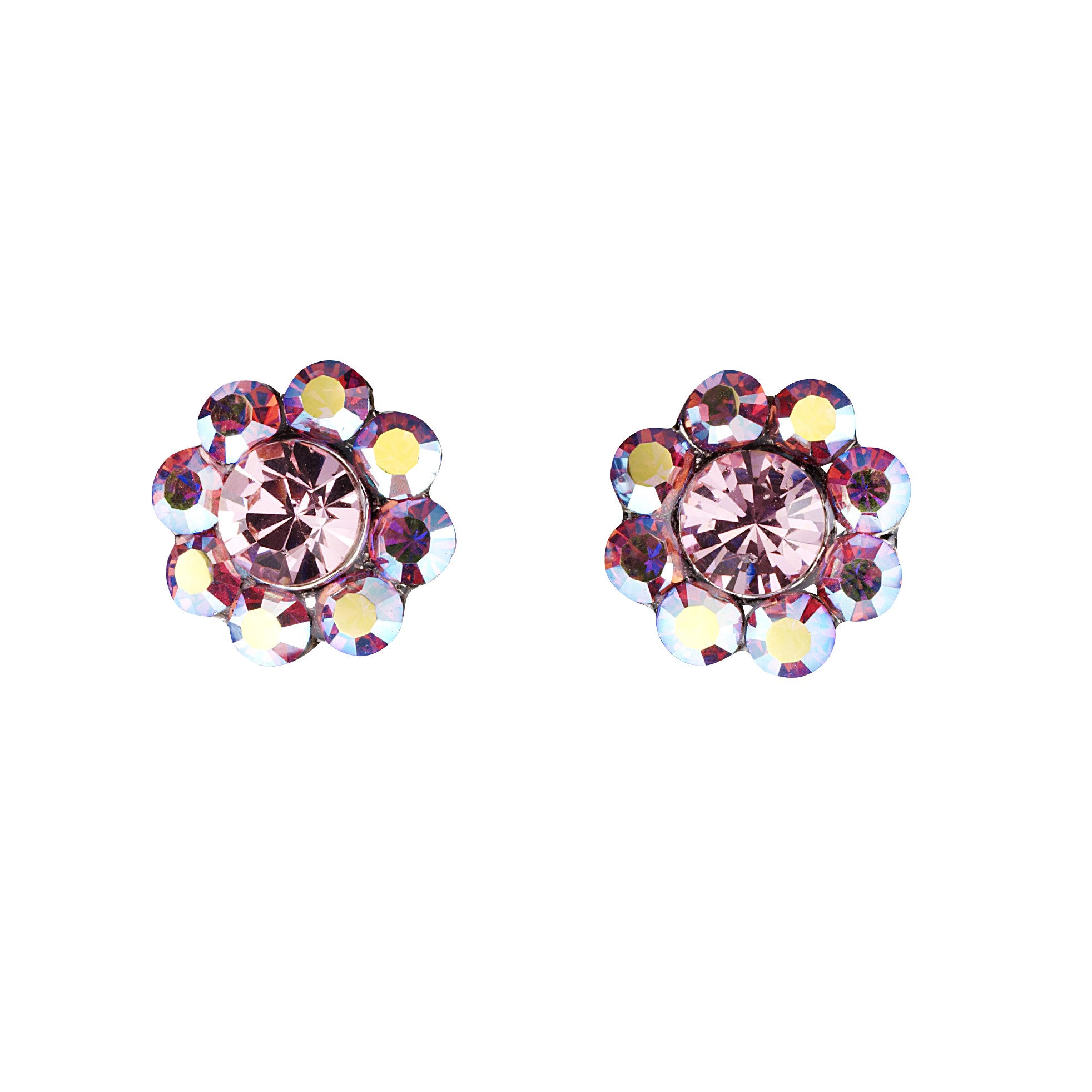 Swarovski Crystal Pink Flower Crystal Earrings, Small studs 14m ...
