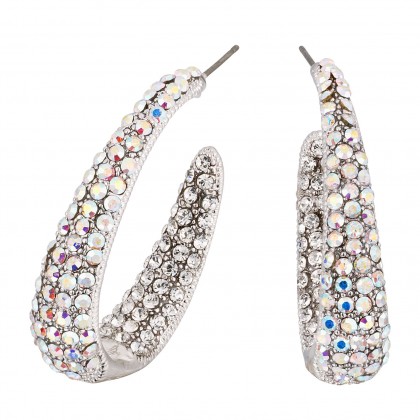 AB Crystal Earrings Large Hooped, 38mm Length