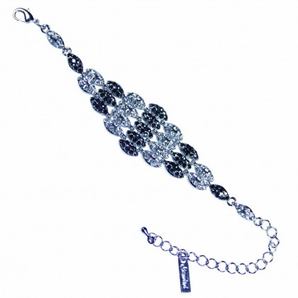 Black Jet & Clear Crystal Bracelet, Diamond Shaped