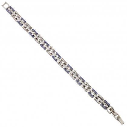 Blue Crystal Bracelet, Panelled Links