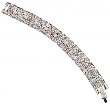 AB & Clear Crystal Bracelet, linked panels