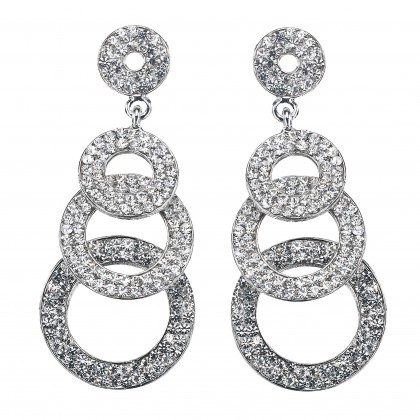 Black Friday Deal Four Circle Disc linked crystal earrings
