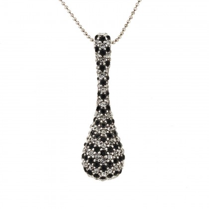 black diamond and jet black Swarovski Crystal Peanut Pendant Necklace