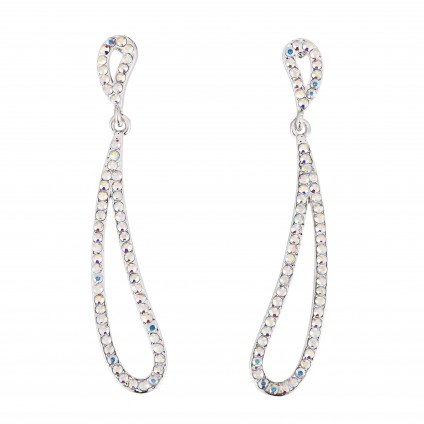 Abstract Hoop Earrings - Made with AB Swarovski Crystals, 64mm Drop