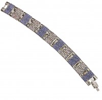 Blue Crystal Bracelet, Panelled Links, tanzanite