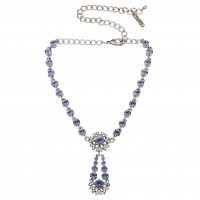 Blue Crystal Flower Pendant Drop Necklace Pendant  Blue Swarovski Crystals