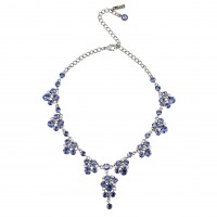 Blue Crystal Necklace and Earrings Set, Chandelier Drop, Tanzanite & Tanzanite AB Swarovski Crystals