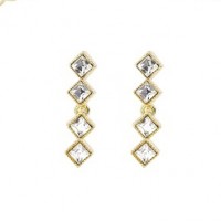 Clear Crystal Necklace and Earrings Set, White Diamond Swarovski Crystals, Gold Plated.