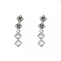 Clear Crystal Jewellery Set - Square Rows of Clear White Diamond Swarovski Crystals
