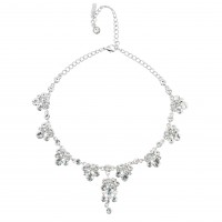 Clear Crystal Necklace - 8 Cluster Drops made with Clear Swarovski Crystals