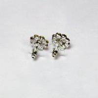 Pinke Flower Crystal Earrings, Small studs 14m Diameter, Swarovski Crystal 