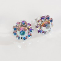 Swarovski AB Crystal Small Flower Stud Earrings - 17m Diameter