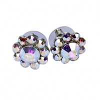 Swarovski AB Crystal Small Flower Stud Earrings - 17m Diameter
