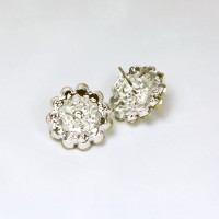 AB Crystal Stud Earrings Flower 18m Diameter - AB Swarovski Crystal
