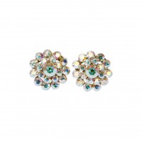 AB Crystal Stud Earrings Flower 18m Diameter - AB Swarovski Crystal