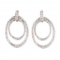 Fashion Double Hoop Earrings Swarovski White Diamond Crystals and AB Swarovski Crystals