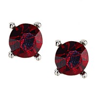 Crystal Stud Earrings, Ruby Red Swarovski Crystal - 9mm Diameter