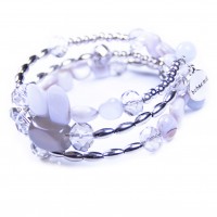 Grey Spiral Bracelet, Shell Beads, Crystal. Designer bcharmd, England UK