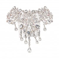  Teardrop Ornate AB and Clear Swarovski Crystal Hair Comb dancejewellery.co.uk