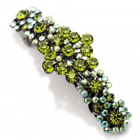 Olive Green and AB Olive Swarovski Crystal Hair Slide Fiesta Flowers