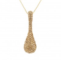 Gold Topaz Swarovski Crystal Peanut Pendant Necklace