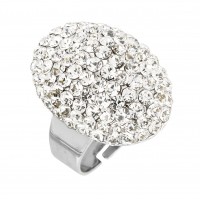 Black Friday Deal, Regal Oval Clear Crystal Cluster Ring, Swarovski Crystal, Rhodium Plated Silver Finish