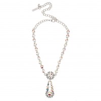 AB Crystal Flower Pendant Drop Necklace, AB Swarovski Crystals