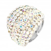 Swarovski AB Crystal Cluster Band Ring (large), Rhodium Plated Silver Finish. Gemini London Jewellery