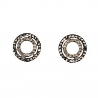 Circle Earrings, Black Diamond and Jet Black Swarovski Crystals