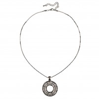 Circle Necklace, Black Diamond and Jet Black Swarovski Crystals