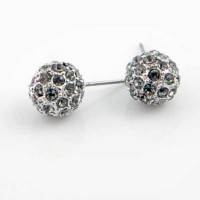 Swarovski Black Diamond Crystal 10mm Ball Stud Earrings