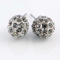 Swarovski Black Diamond Crystal 10mm Ball Stud Earrings