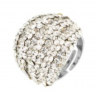 Swarovski White Diamond Crystal Cluster Band Ring (large), Rhodium Plated Silver Finish. Gemini London Jewellery