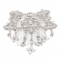 Clear Swarovski Crystal Flower Hair Comb 