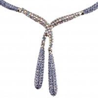 Blue Baton Crystal Necklace and Earrings Set, Blue Tanzanite and Tanzanite AB Swarovski Crystals