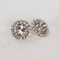 White Diamond Swarovski Crystal Flower Crystal Stud Earrings - 22mm Diameter