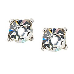 Clear Crystal Stud Earrings, White Diamond Swarovski Crystal - 9mm Diameter