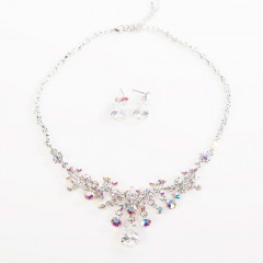 Crystal Drop Necklace & Earrings in AB Swarovski Crystal & Cubic Zirconia
