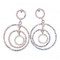 AB & Clear Crystal Earrings, Three Circle 58mm Drops