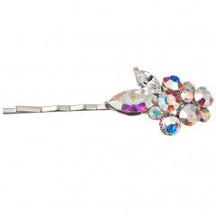 Ab & Clear Swarovski Crystal Hair Slide, Leaf