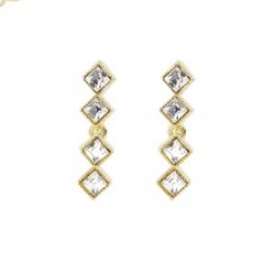 Clear Crystal Necklace and Earrings Set, White Diamond Swarovski Crystals, Gold Plated.